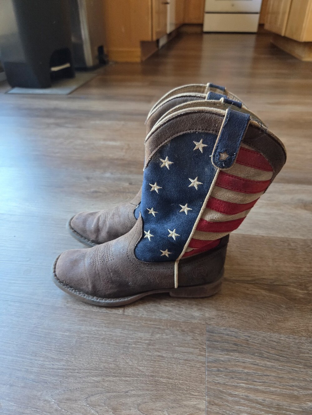 Roper American Patriotic Flag Square Toe Cowboy Mid Calf Boots Little kids 1Y